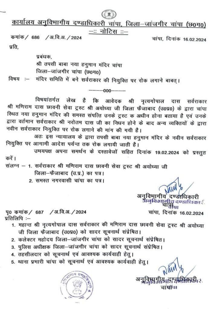 एसडीएम की रोक के बाद भी हनुमान मंदिर में सर्वराकार की नियुक्ति, अयोध्या के नित्य गोपाल दास की आपत्ति के बाद रोक,करोड़ों की संपत्ति है मंदिर समिति के नाम … एसडीएम की रोक के बाद भी हनुमान मंदिर में सर्वराकार की नियुक्ति, अयोध्या के नित्य गोपाल दास की आपत्ति के बाद रोक,करोड़ों की संपत्ति है मंदिर समिति के नाम … - Console Corptech